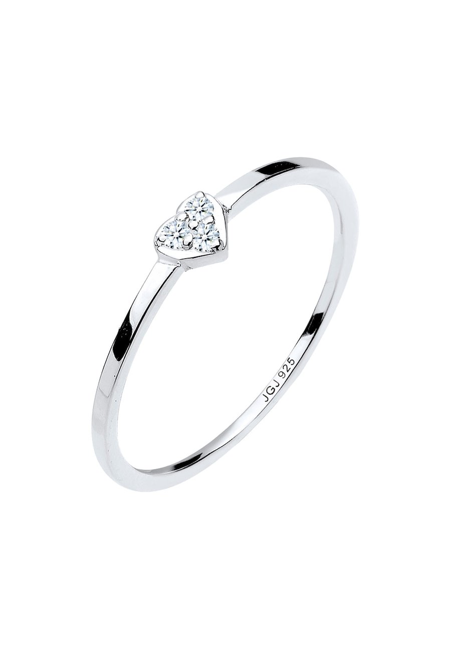 Elli DIAMONDS Damski pasjans symbol serca z diamentem 0,04 ct. w srebrze próby 925 Sterling Silver Pierścionki 1 ct