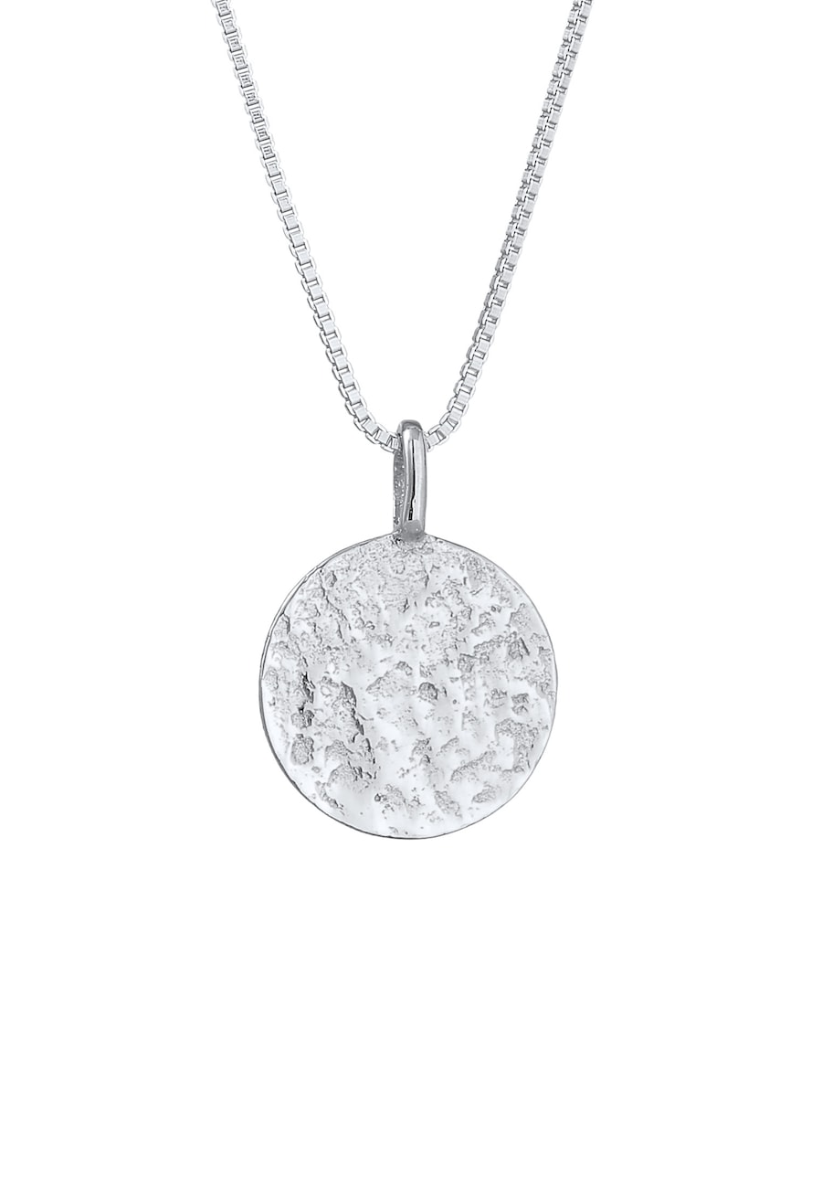KUZZOI Męski wisiorek płytka Basic młotkowany w srebrze 925 Sterling Silver Naszyjniki 1 ct Męskie
