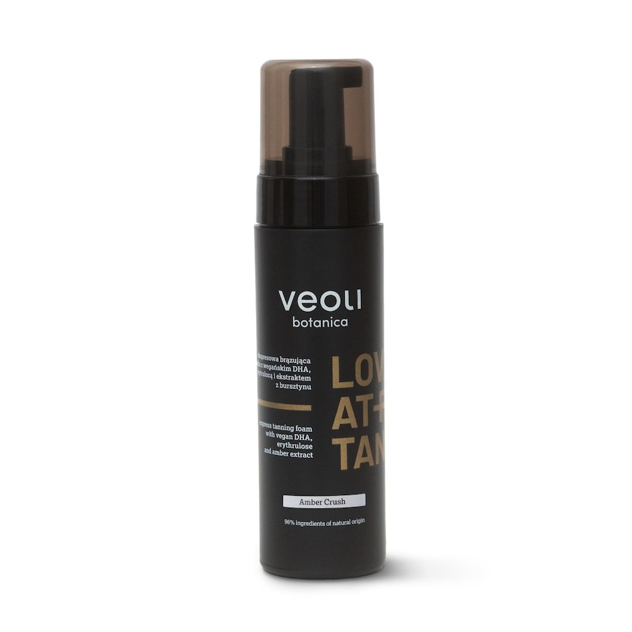Veoli Botanica LOVE AT FIRST TAN ekspresowa brązująca pianka z wegańskim DHA, erytrulozą i ekstraktem z bursztynu Amber Crush Samoopalacze 200 ml