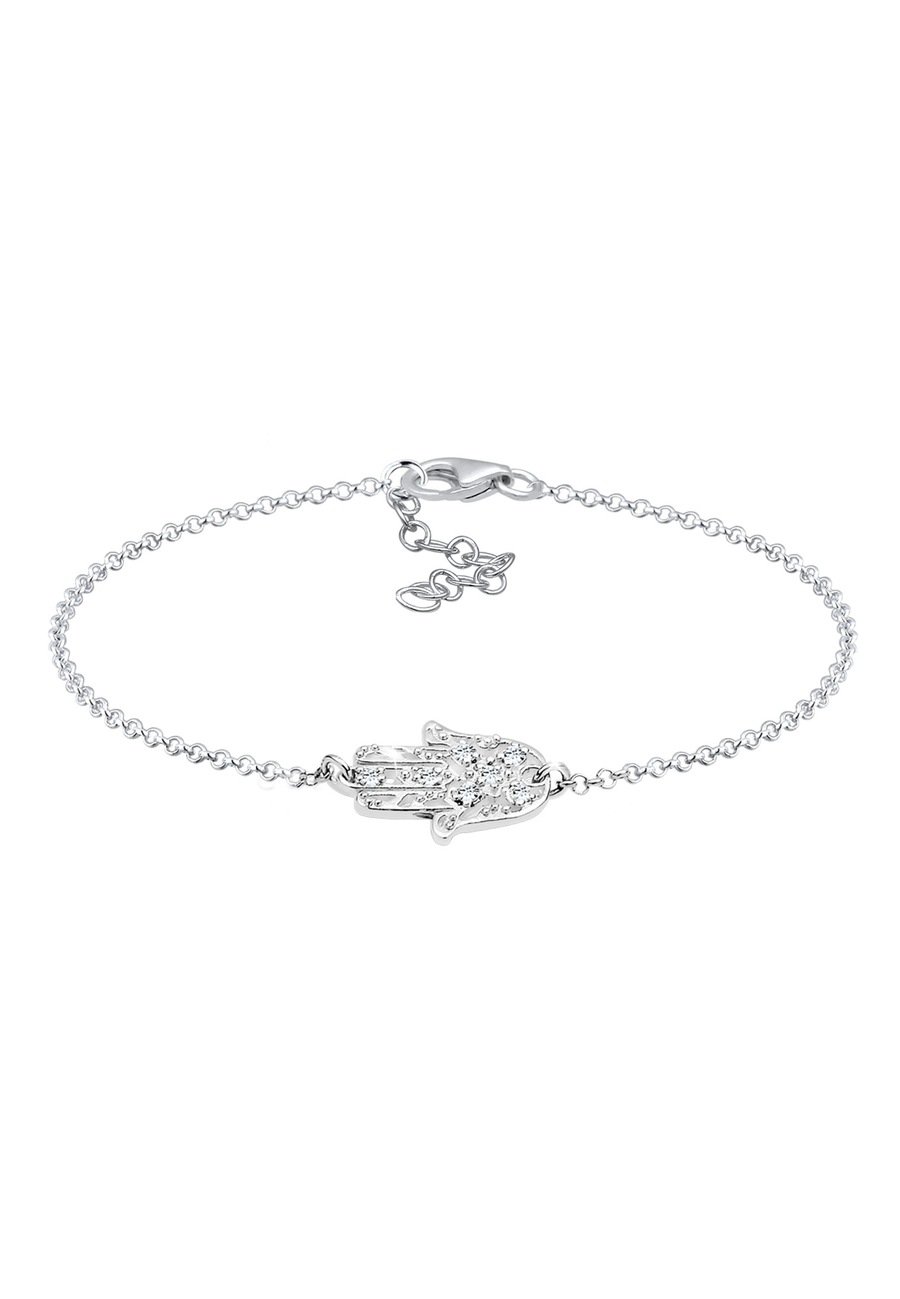 Elli Damska elegancka ręka Hamsa z kryształami ze srebra próby 925 Bransoletki 1 ct Damski
