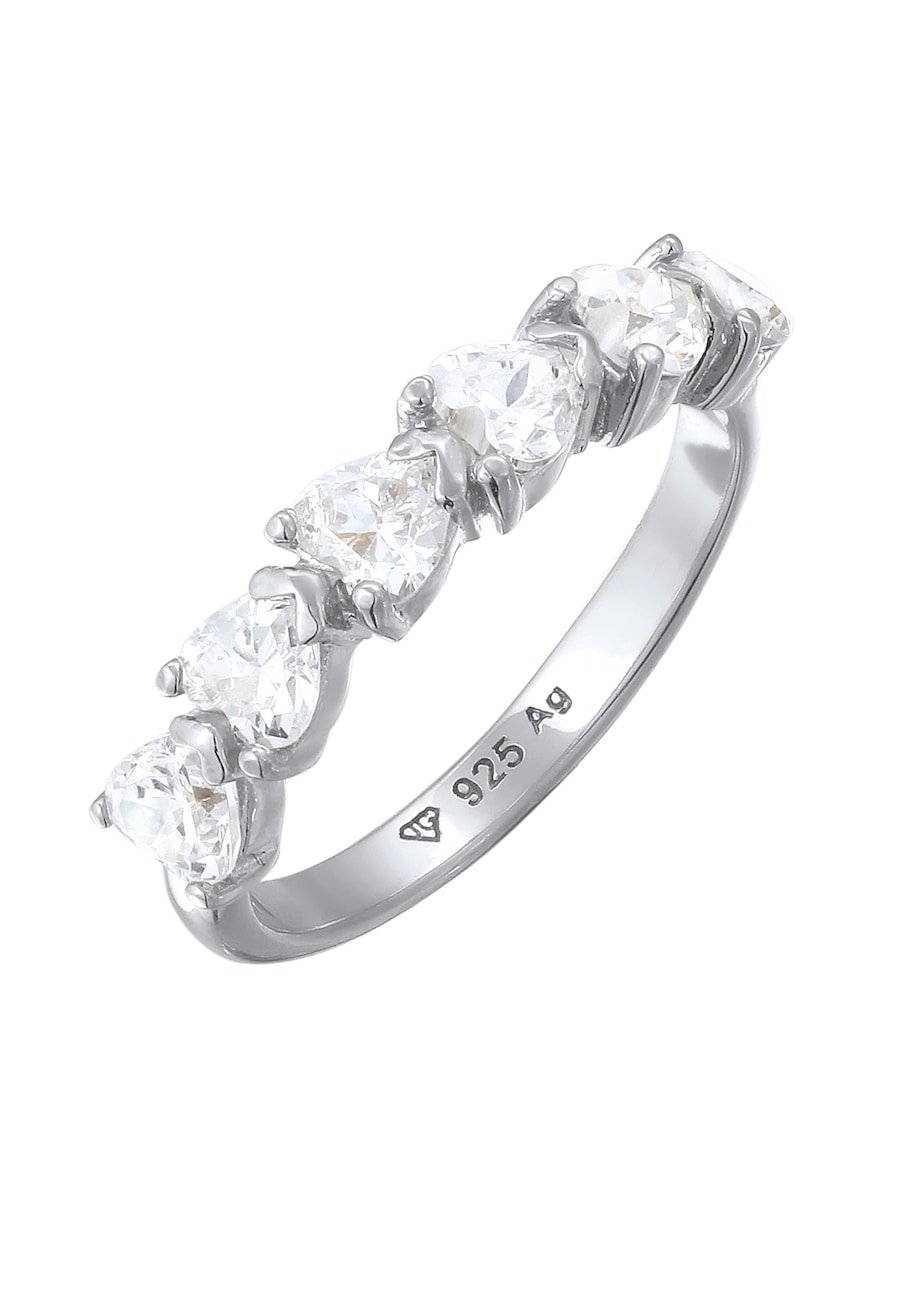 Elli Pierścionek z Kamieniami Damskie Serce Cyrkonia Biały 925 Sterling Silver Walentynkowy Pierścionki 1 ct