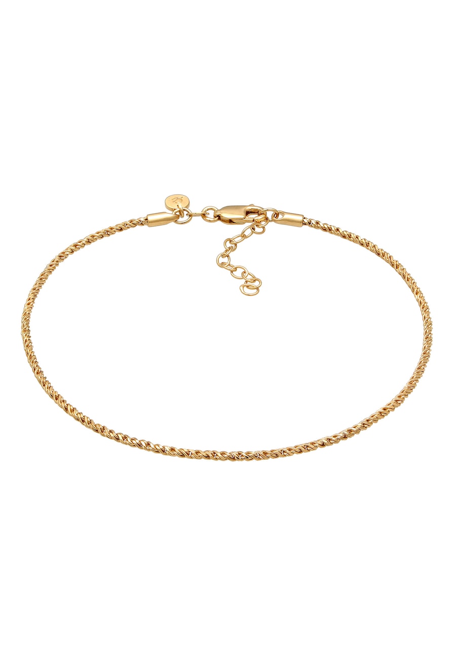 Elli PREMIUM Damski łańcuszek na kostkę ze srebra 925 pozłacany złoty przedłużany lato Bransoletki na nogę 1 ct