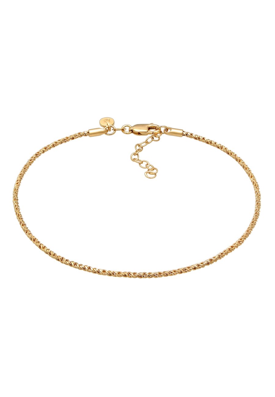 Elli PREMIUM Damski łańcuszek na kostkę ze srebra 925 pozłacany złoty przedłużany lato Bransoletki na nogę 1 ct