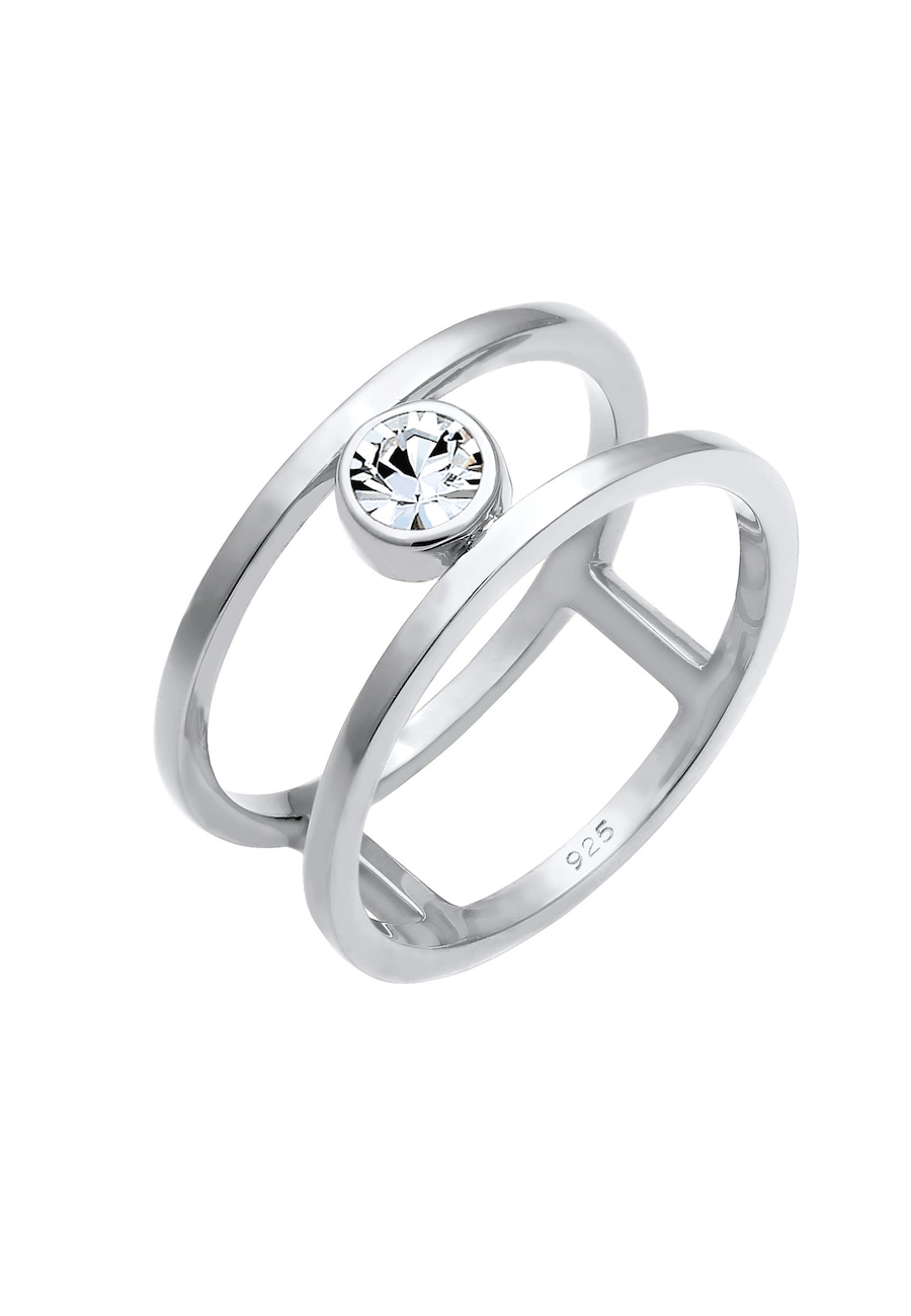 Elli PREMIUM Damskipodwójny soliter błyszczący 925 Sterling Silver Pierścionki 1 ct