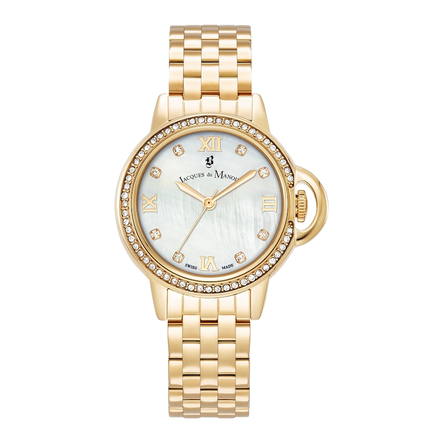 Jacques du Manoir Kobietyzegarek Jacques du Manoir Grace Gold złoto - stal nierdzewna Akcesoria 1 ct Biały Damski