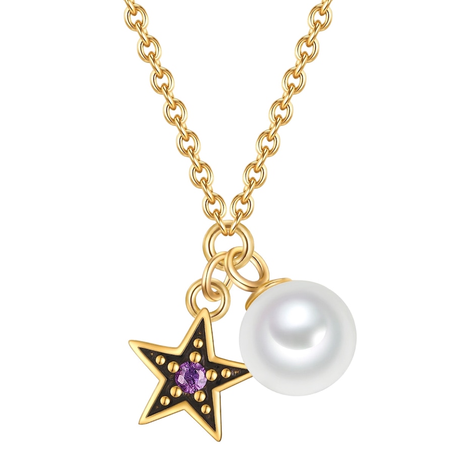 Glanzstücke München Łańcuszek Gwiazda z Srebro wysokiej próby w Żółte złoto Naszyjniki 1 ct Damski