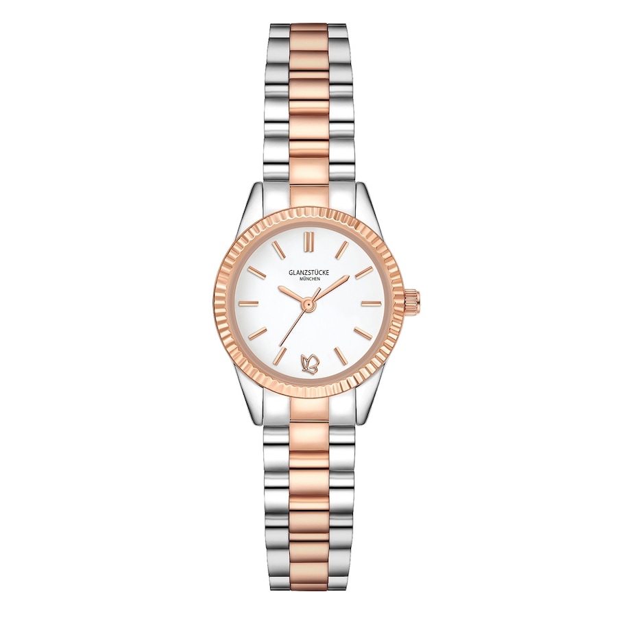 Glanzstücke München Zegarek na reke ze stali nierdzewnej w kolorze srebrnym/rózowego zlota Zegarki damskie 1 ct Damski