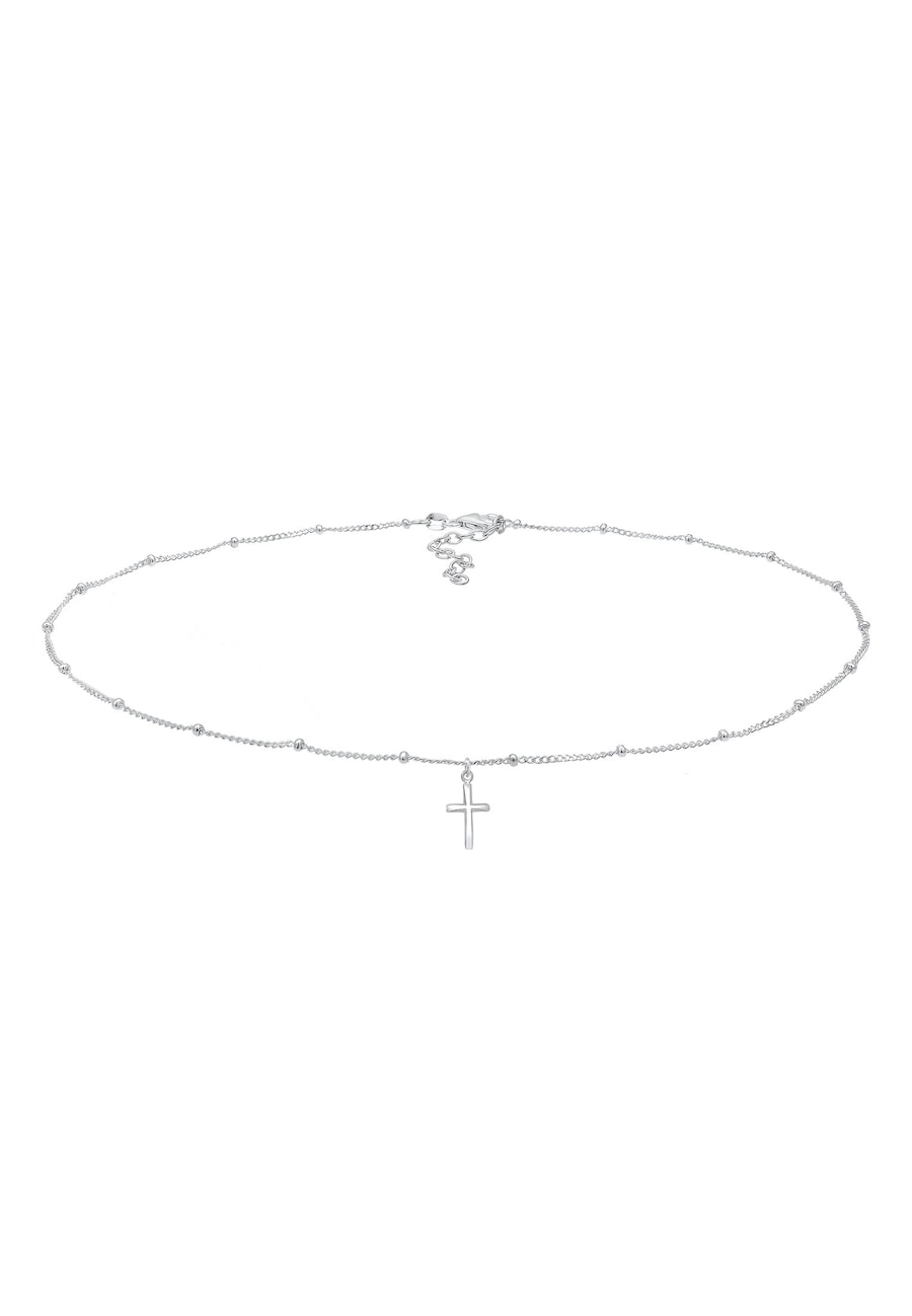 Elli Choker damski kulkowy Krzyż Wiary Podstawowy ze srebra próby 925 Sterling Silver Naszyjniki 1 ct Damski