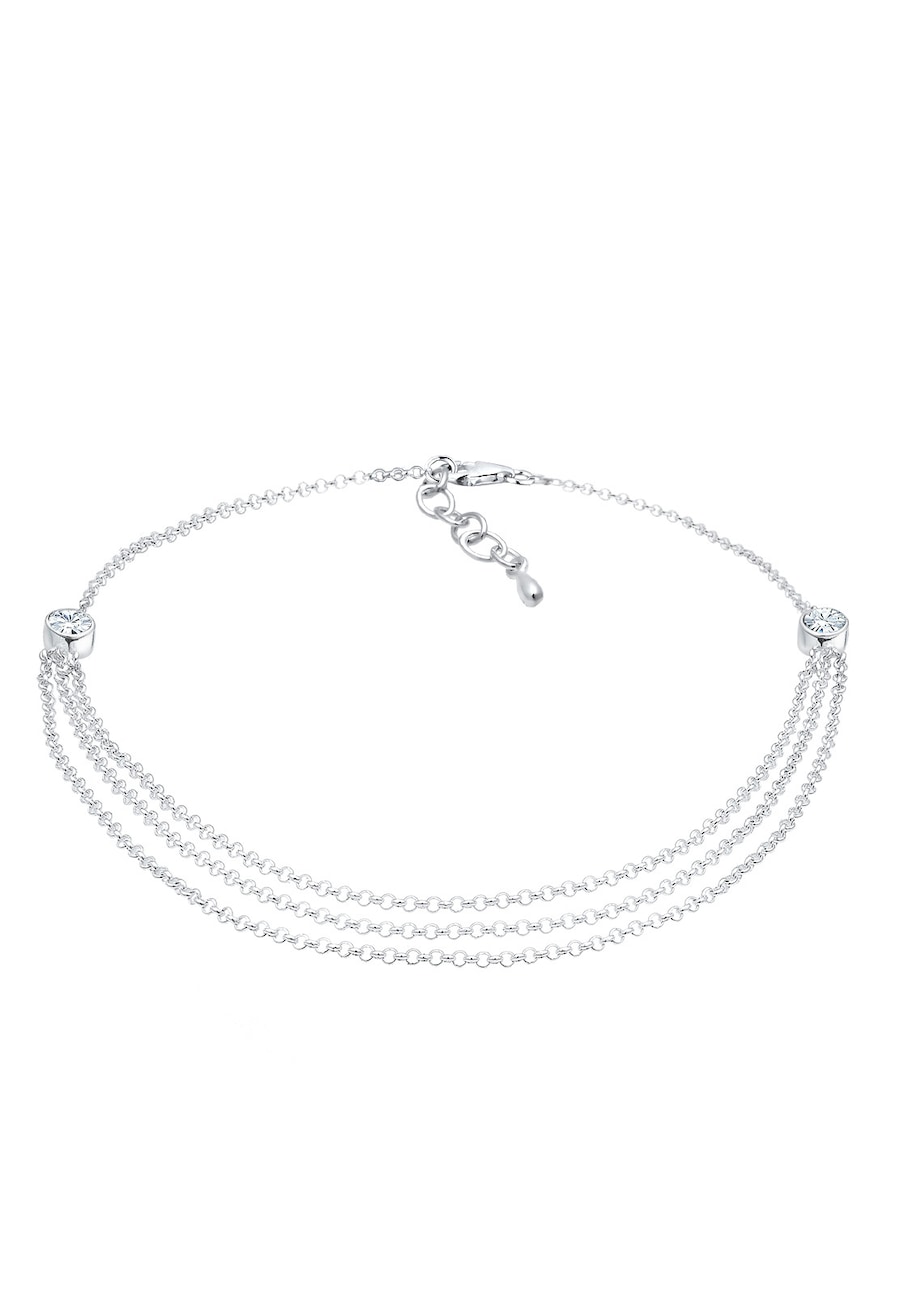 Elli Damska bransoletka na kostkę soliter Lato z kryształami w srebrze próby 925 Sterling Silver Bransoletki na nogę 1 ct Damski