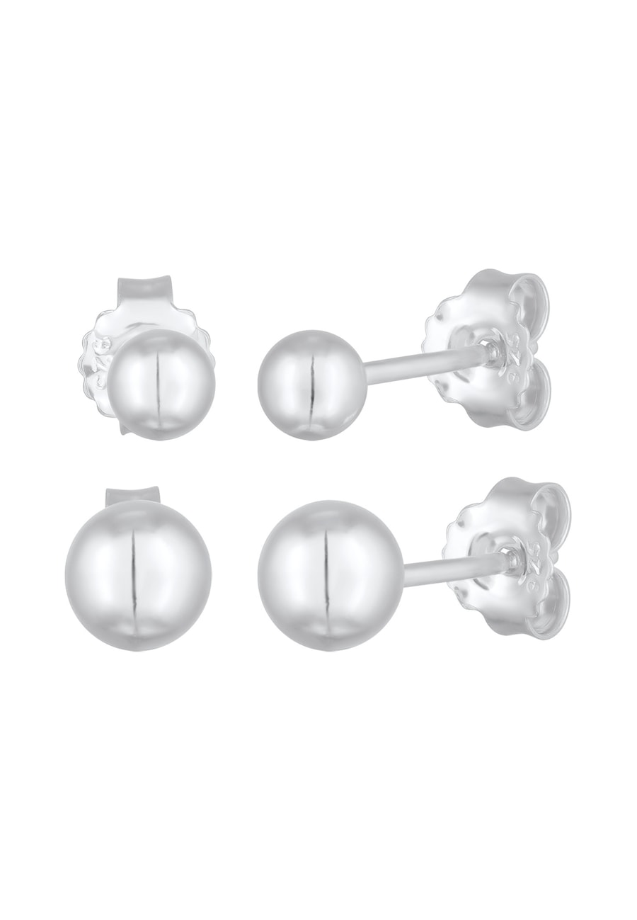 Elli Damskie kolczyki kulki w zestawie 2 sztuk ze srebra próby 925 Sterling Silver Kolczyki 1 ct