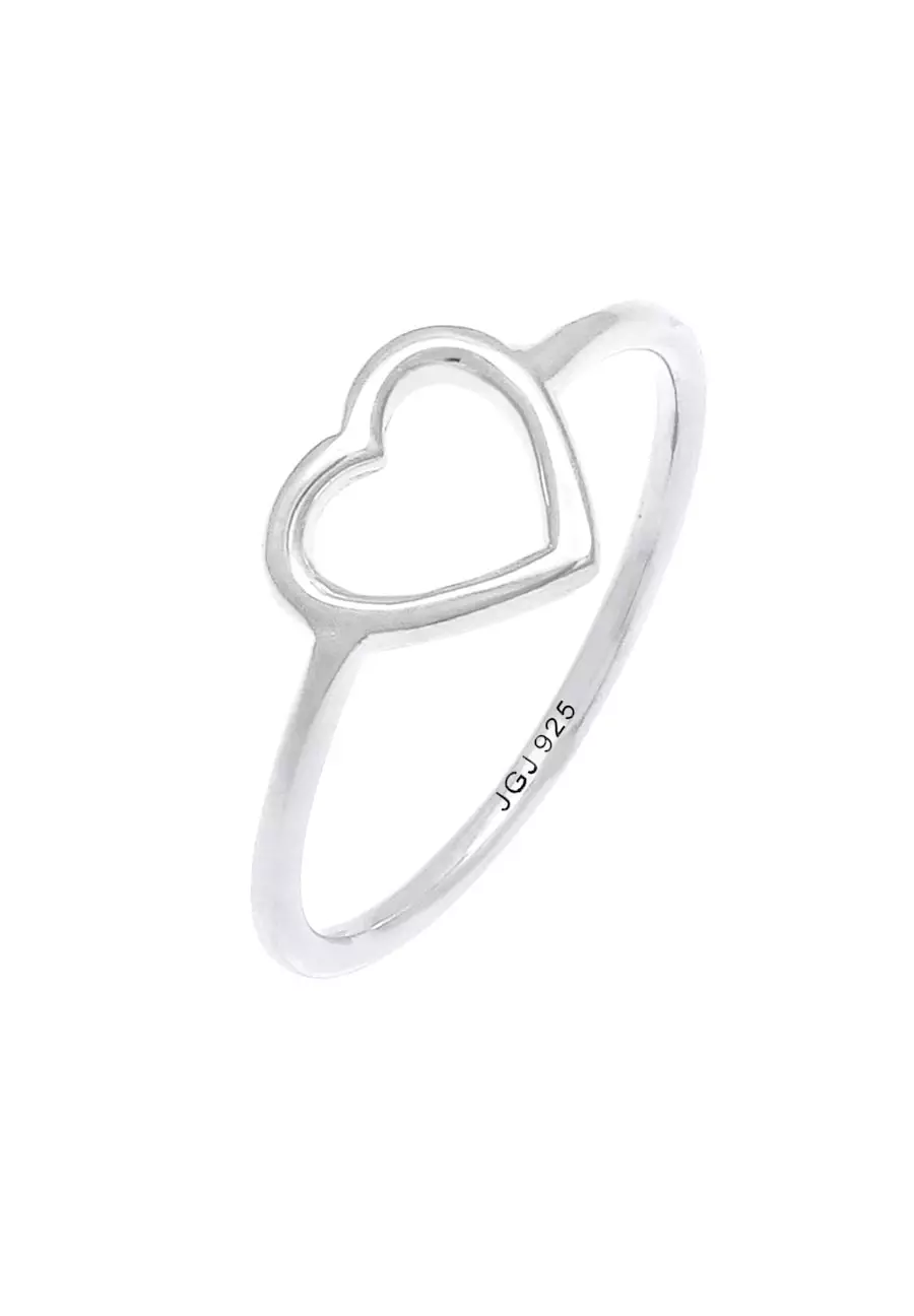 Elli Damskie Serce Wycięte filigranowy Trend w srebrze 925 Sterling Silver Pierścionki 1 ct