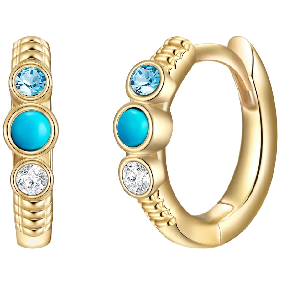 Glanzstücke München Srebrne kolczyki kreole srebro wysokiej próby Turkusowy (rek.) żółte złoto Kolczyki koła 1 ct Damski