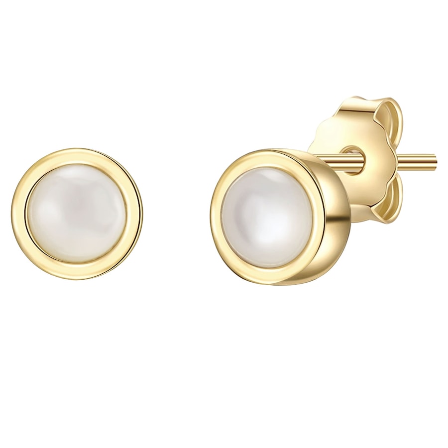 Glanzstücke München Srebrne kolczyki sztyfty srebro wysokiej próby Masa perłowa żółte złoto Kolczyki 1 ct Damski