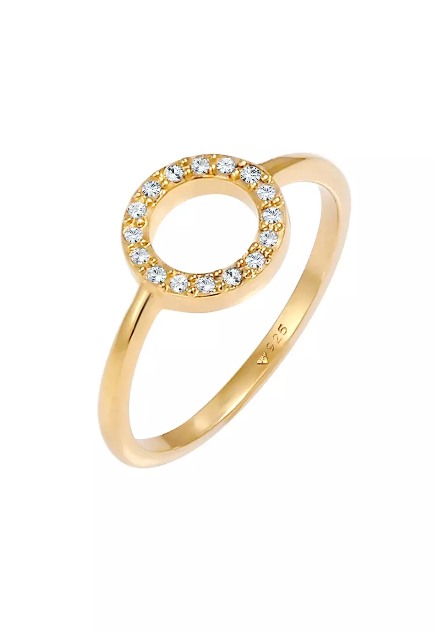 Elli Damskie koło filigranowe Geo z kryształami w srebrze próby 925 Sterling Silver Pierścionki 1 ct