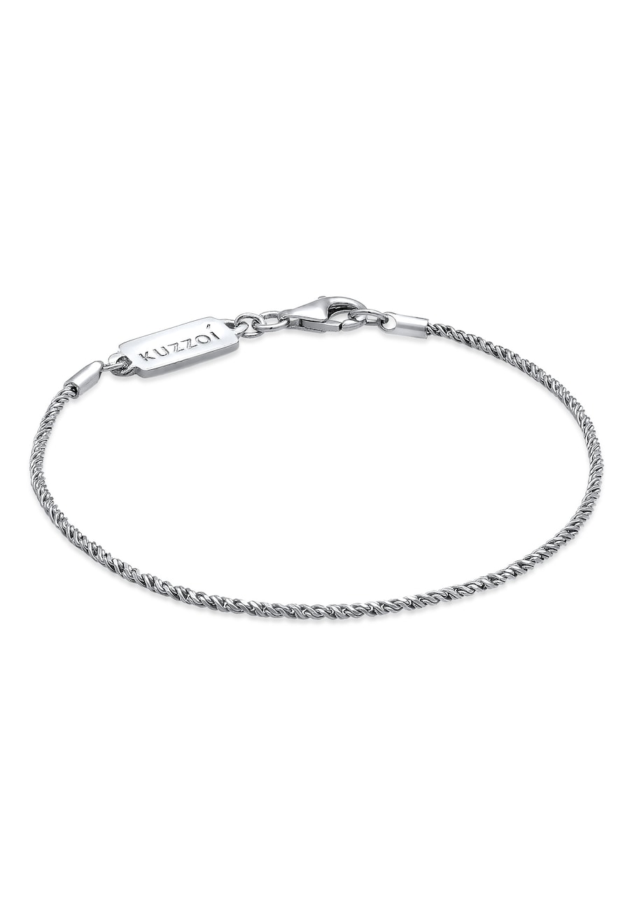KUZZOI Męski łańcuszek sznurkowy Twisted Basic Elegant w oksydowanym srebrze 925 Sterling Silver Biżuteria męska 1 ct Męskie