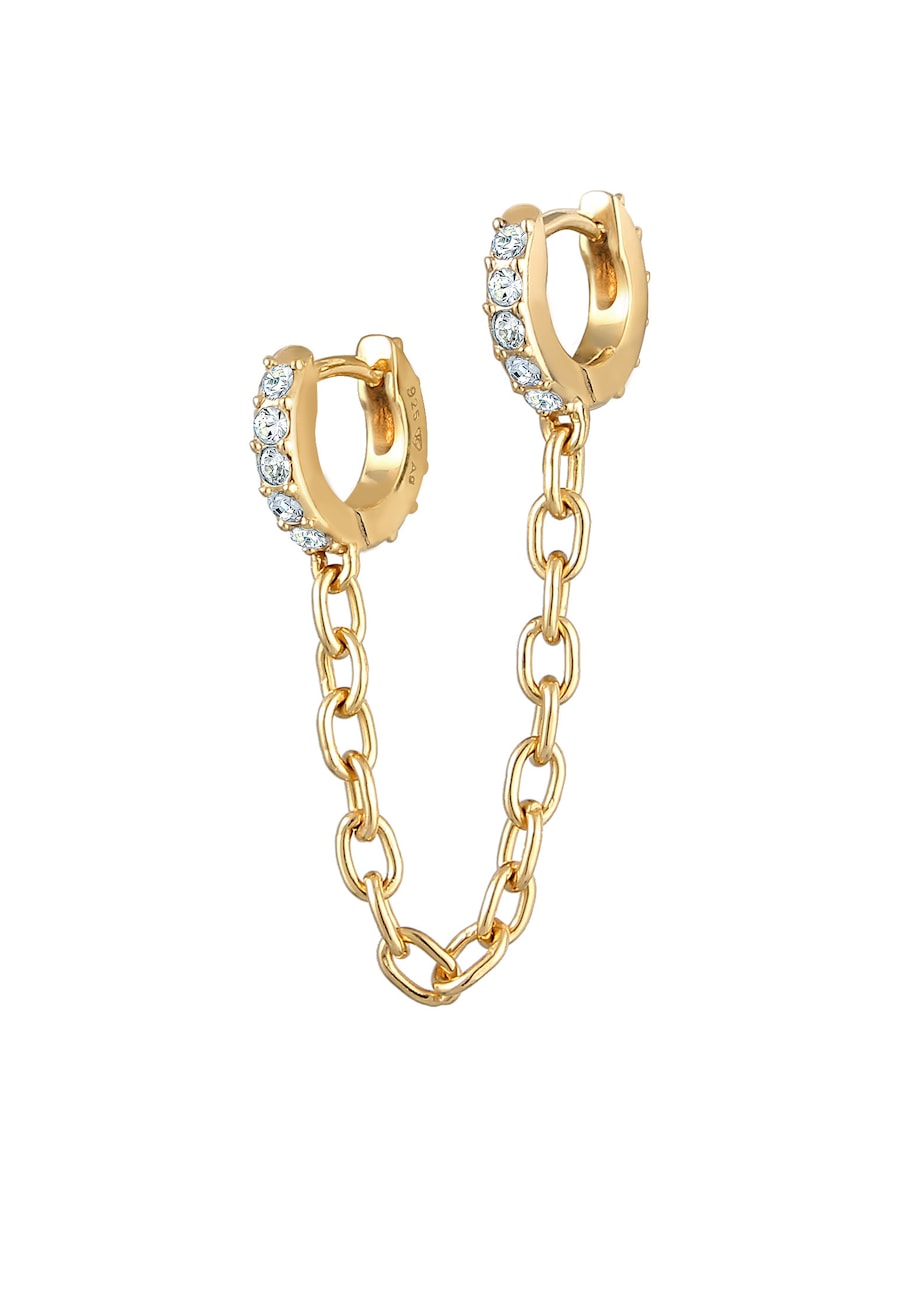 Elli Damski Creole Duo Trend z kryształami w 925 sterling silver Kolczyki koła 1 ct