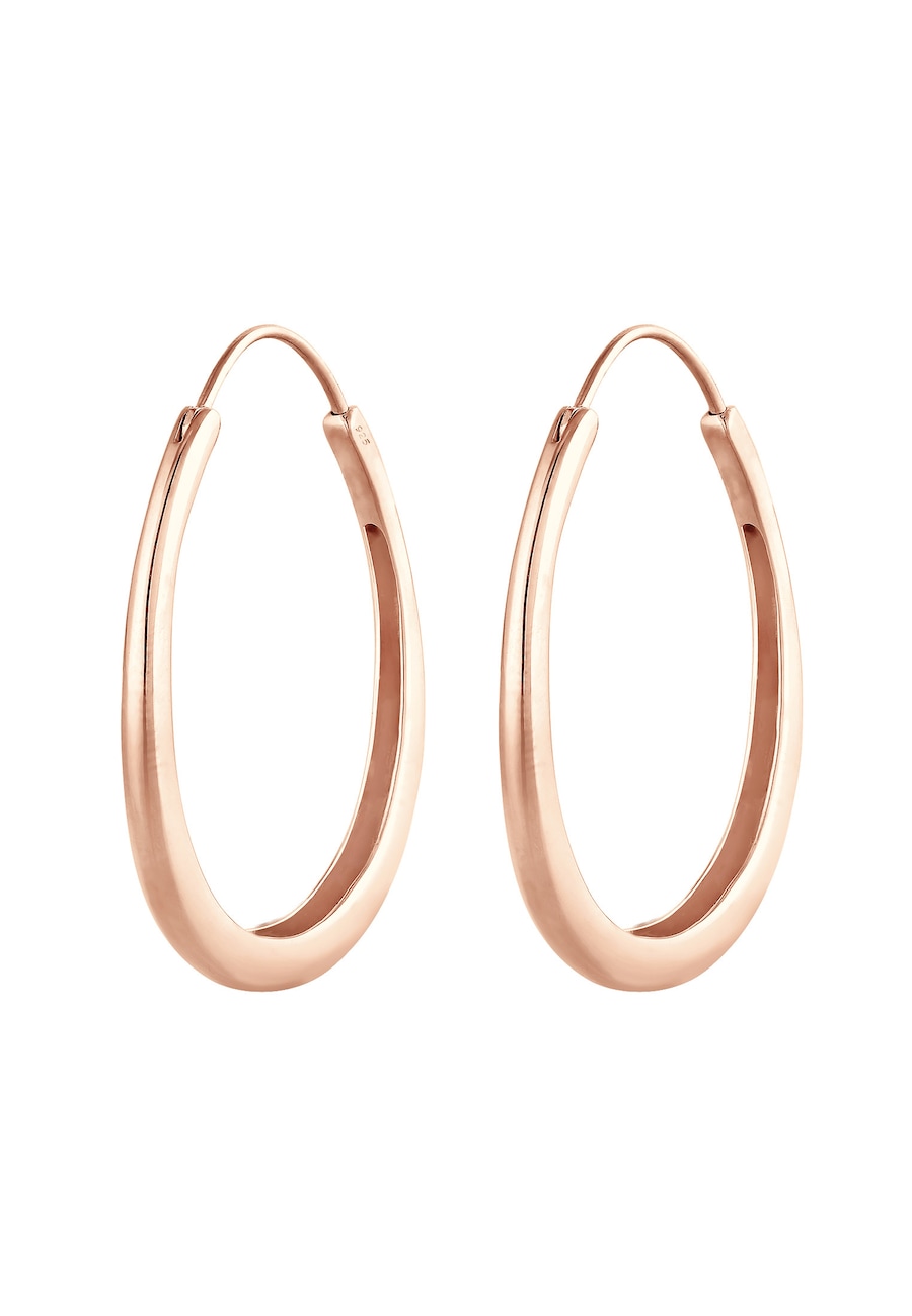 Elli Ladies Creoles Oval Geo Look Basic Trend w 925 Sterling Silver Kolczyki koła 1 ct Damski