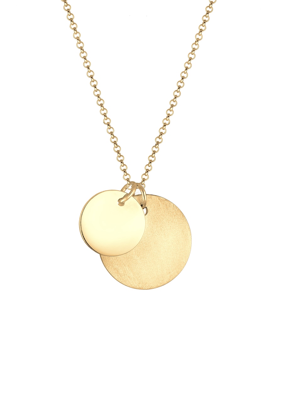 Elli Łańcuszek grochu damskiego w łańcuchu platelette circle duo szczotkowany w srebra próby 925 Naszyjniki 1 ct Damski