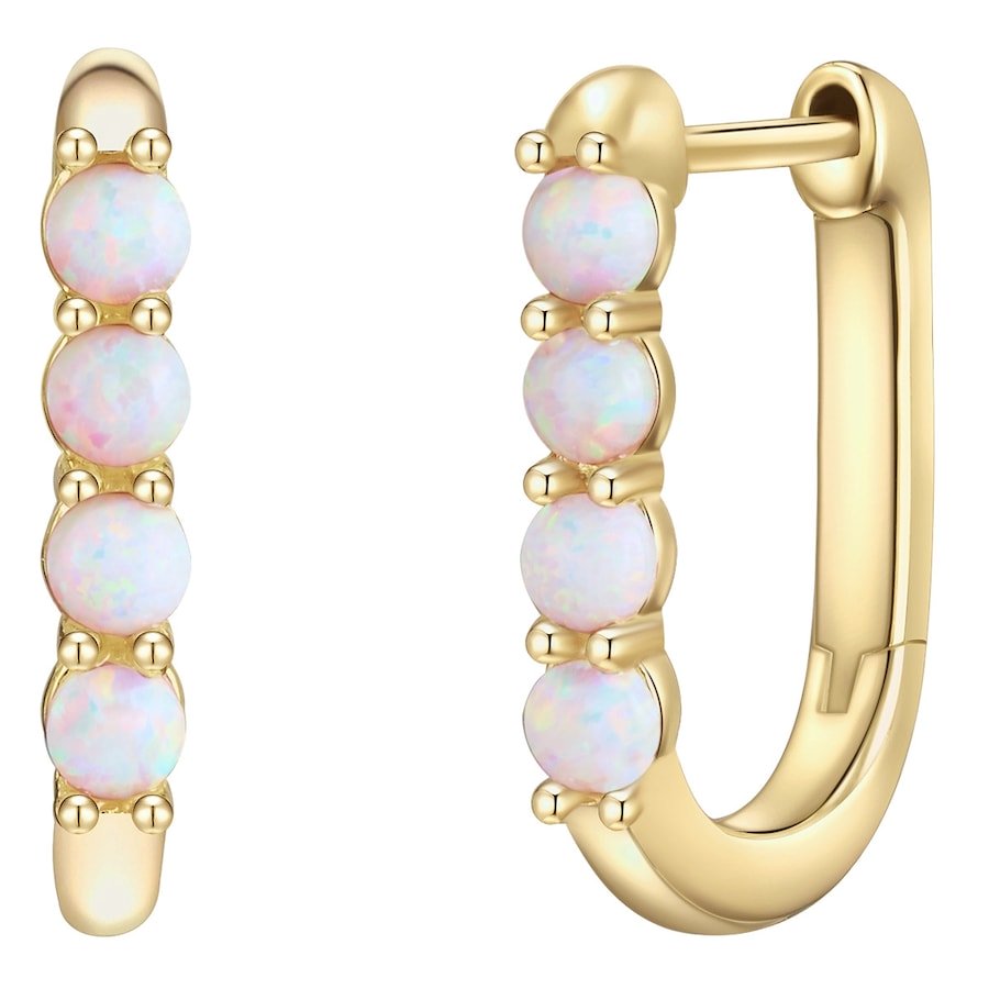 Glanzstücke München Srebrne kolczyki kreole srebro wysokiej próby Opal (synt.) żółte złoto Kolczyki koła 1 ct Damski