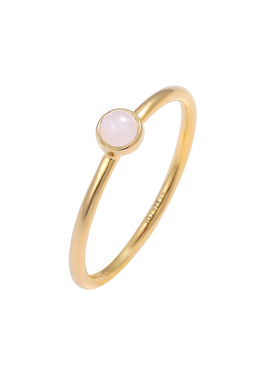 Elli Damski do łączenia Basic Minimal Stack z różowym kwarcem w pozłacanym srebrze 925 Sterling Silver Pierścionki 1 ct