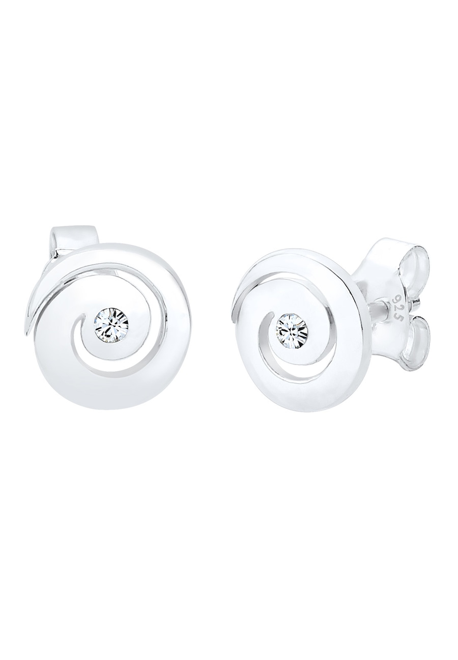 Elli Damskie kolczyki sztyfty Spirala Basic Modern z kryształem w srebrze próby 925 Sterling Silver Kolczyki 1 ct