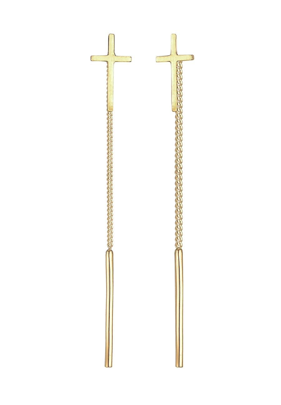 Elli Kolczyki damskie Krzyż Geo ze srebra próby 925 Sterling Silver 1 ct Damski