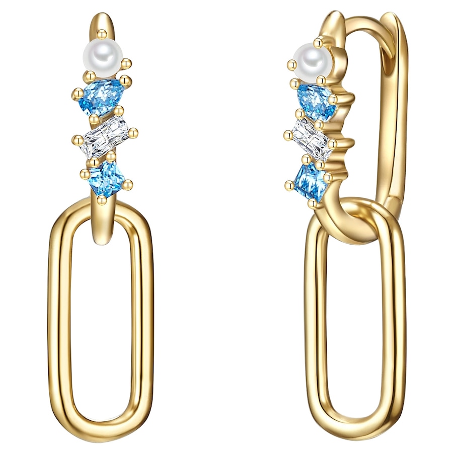 Glanzstücke München Kolczyki wiszące srebrne srebro wysokiej próby Cyrkonia Perła hodowlana słodkowodna żółte złoto 1 ct Damski