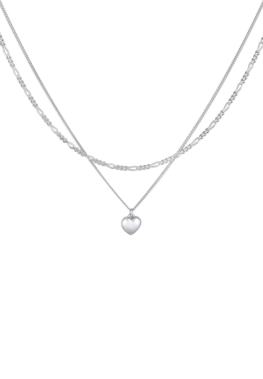 Elli Damski wisior warstwowy serce Figaro ze srebra próby 925 Sterling Silver Naszyjniki 1 ct