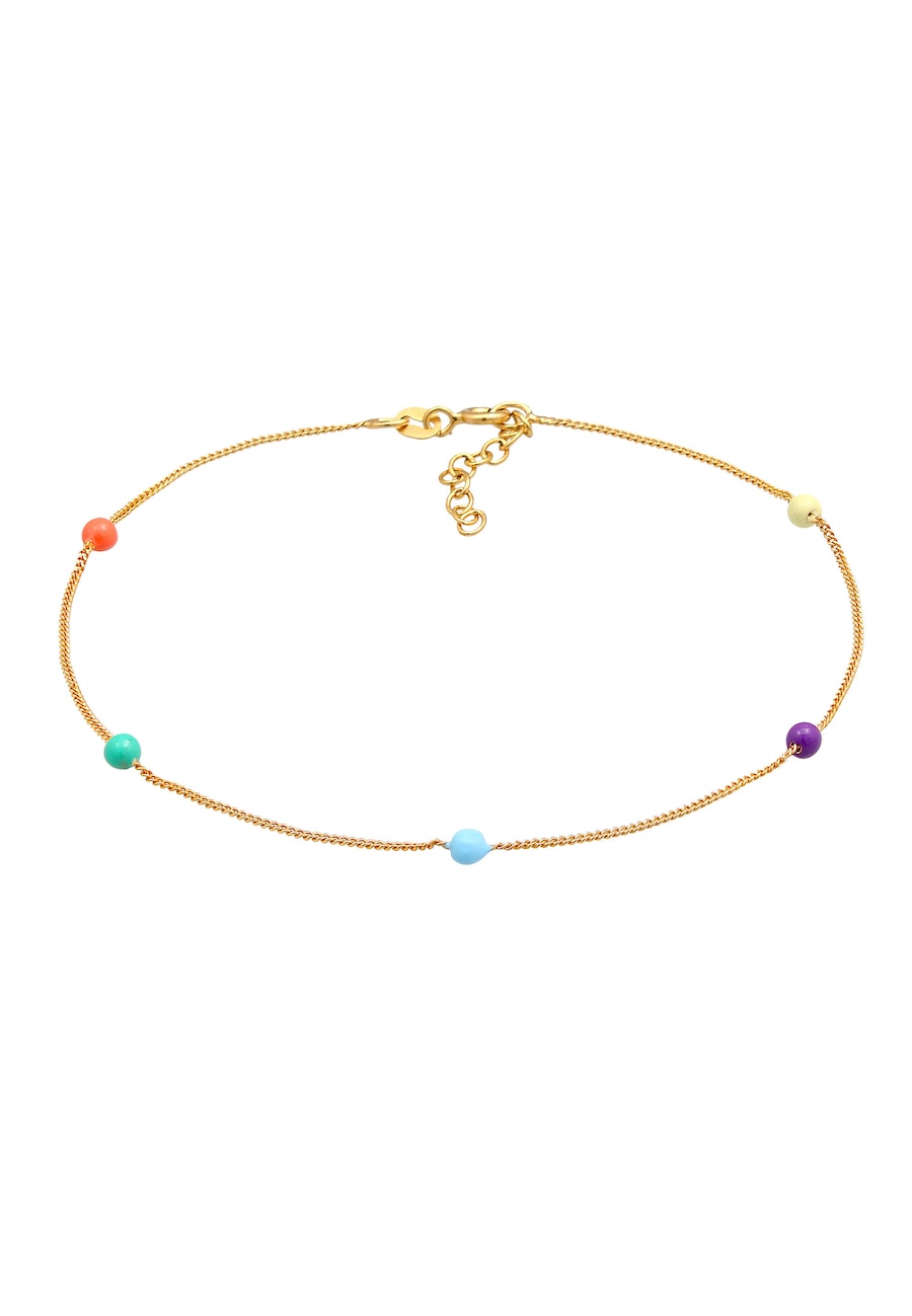 Elli Damska bransoletka na kostkę kulka z emalią w pozłacanym srebrze 925 Sterling Silver Bransoletki na nogę 1 ct Damski