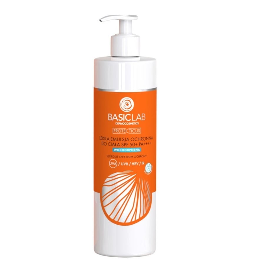 BasicLab Lekka emulsja ochronna do ciała SPF 50+ PA++++ Prewencja i Antyoksydacja Balsamy do ciała 300 ml