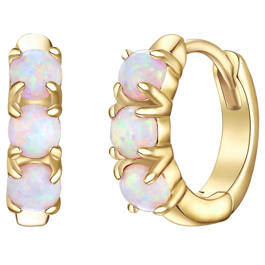 Glanzstücke München Srebrne kolczyki kreole srebro wysokiej próby Opal (synt.) żółte złoto Kolczyki koła 1 ct Damski