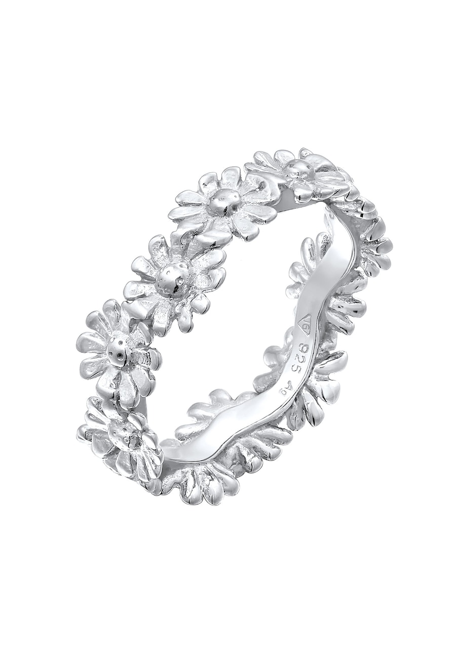 Elli Damska obrączka kwitnący kwiat Boho Look Trend w srebrze 925 Sterling Silver Pierścionki 1 ct Damski