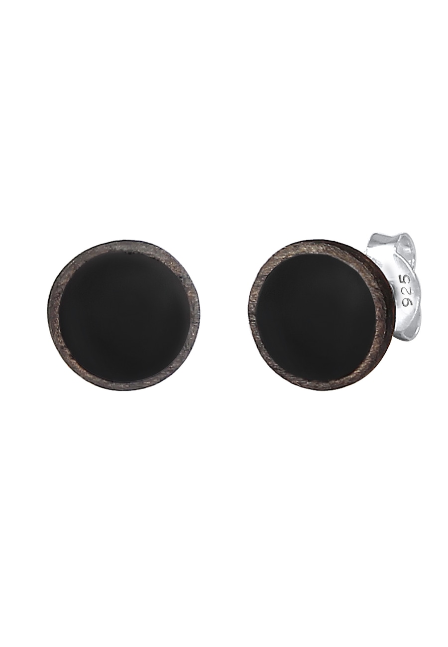 KUZZOI Koło męskie Geo emalia w srebra próby 925 Kolczyki 1 ct Męskie