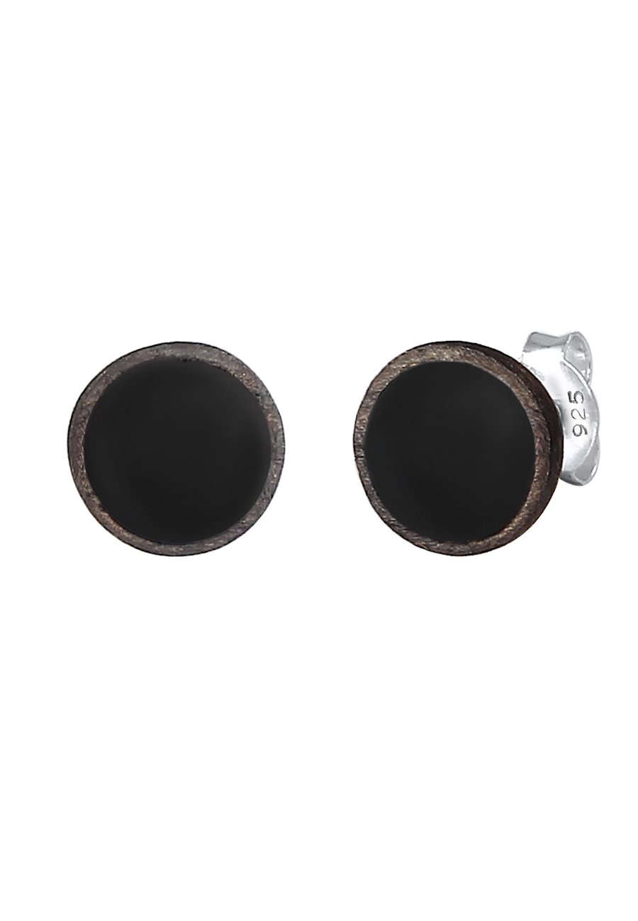 KUZZOI Koło męskie Geo emalia w srebra próby 925 Kolczyki 1 ct Męskie