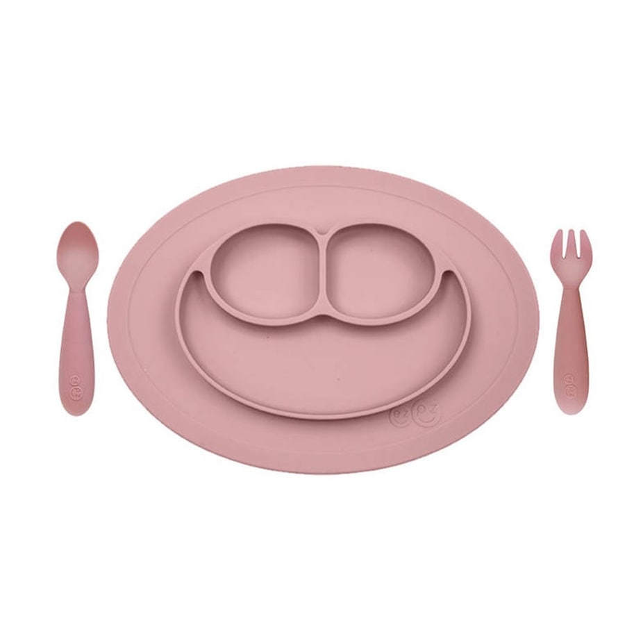 EZPZ EZPZ Komplet naczyń silikonowych Mini Feeding Set pastelowy róż Akcesoria 1 ct