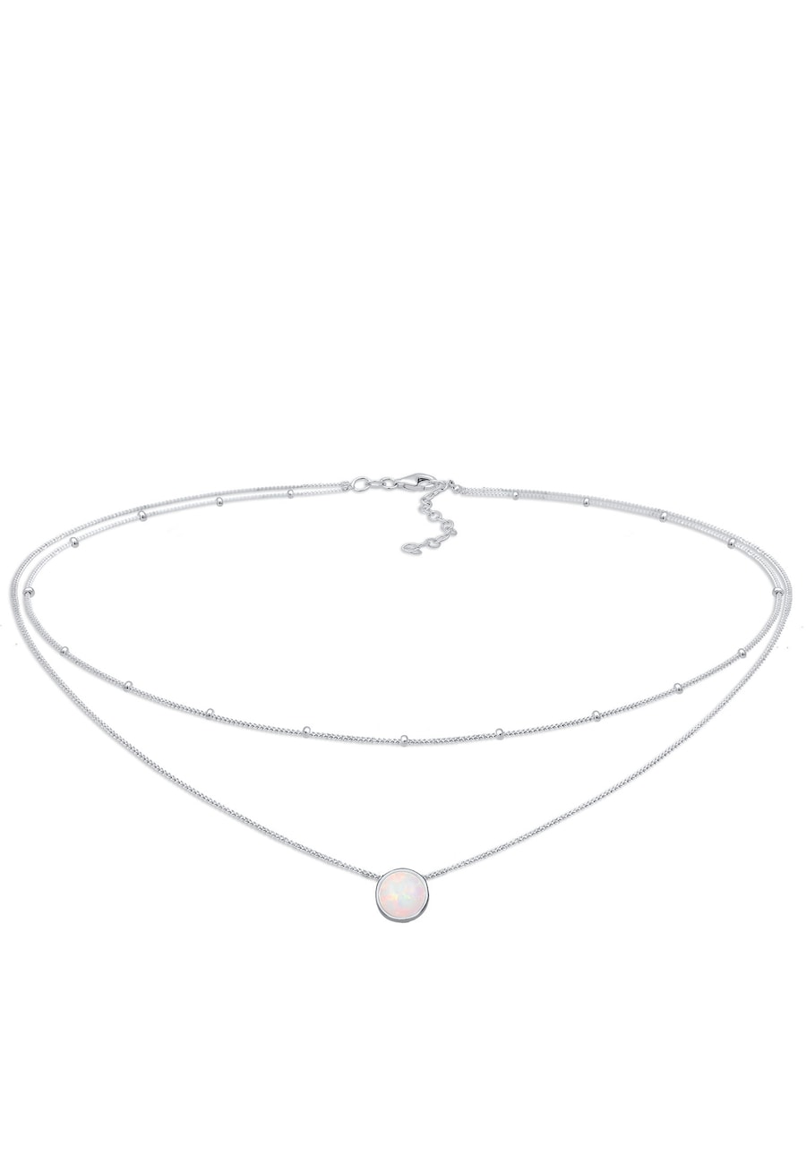 Elli Damski choker kulkowy Trend z syntetycznym opalem wykonany ze srebra próby 925 Sterling Silver Naszyjniki 1 ct