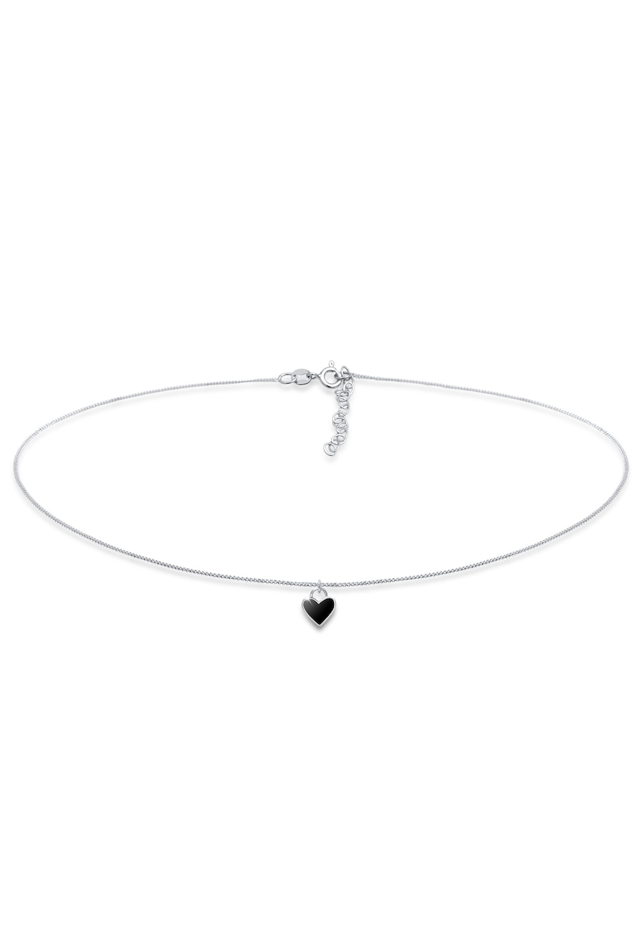 Elli Damski Choker serce wisiorek Trend Bloger z Emalią w srebrze próby 925 Sterling Silver Naszyjniki 1 ct