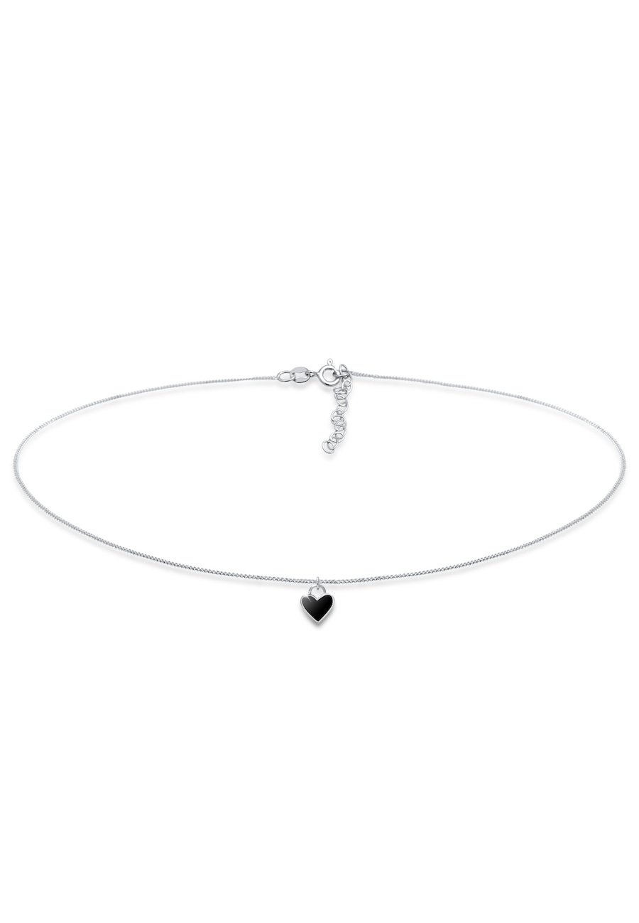 Elli Damski Choker serce wisiorek Trend Bloger z Emalią w srebrze próby 925 Sterling Silver Naszyjniki 1 ct