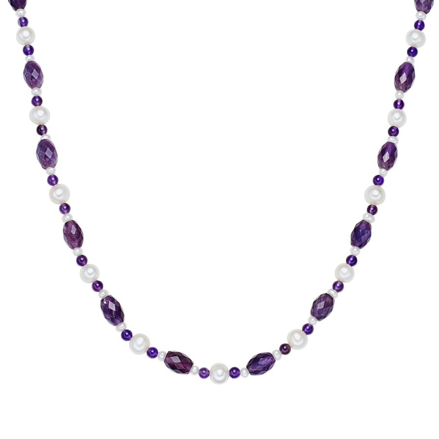 Valero Pearls Naszyjnik z pereł srebro wysokiej próby Ametyst Perła hodowlana słodkowodna srebrny Naszyjniki 1 ct Damski