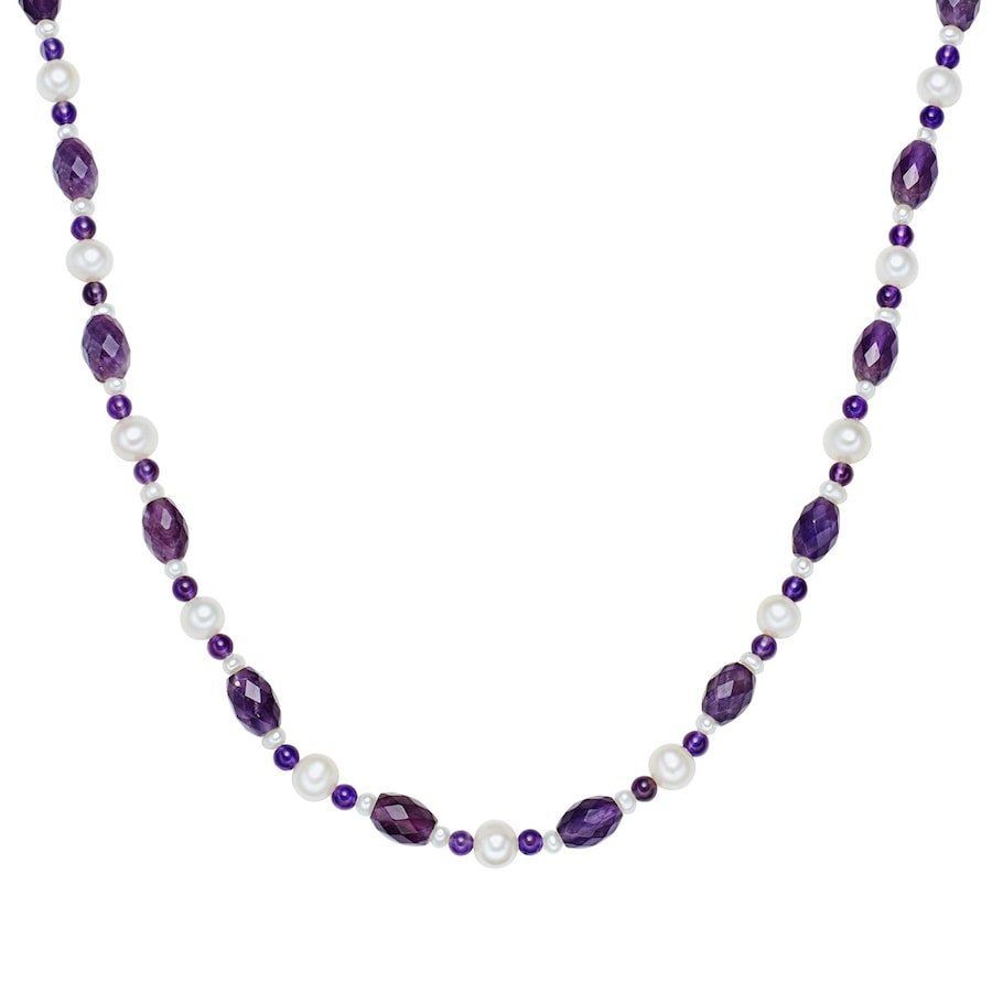 Valero Pearls Naszyjnik z pereł srebro wysokiej próby Ametyst Perła hodowlana słodkowodna srebrny Naszyjniki 1 ct Damski