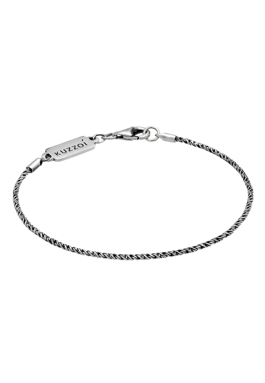KUZZOI Męski łańcuszek sznurkowy Twisted Basic Elegant w oksydowanym srebrze 925 Sterling Silver Biżuteria męska 1 ct Męskie