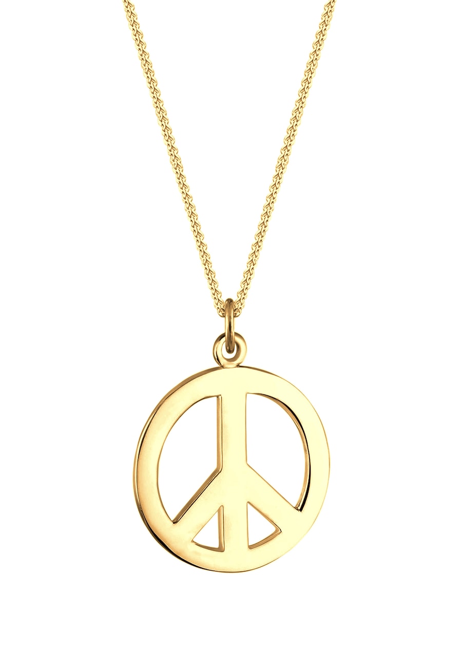 Elli Damski znak pokoju Peace Boho w srebrze próby 925 Sterling Silver Naszyjniki 1 ct