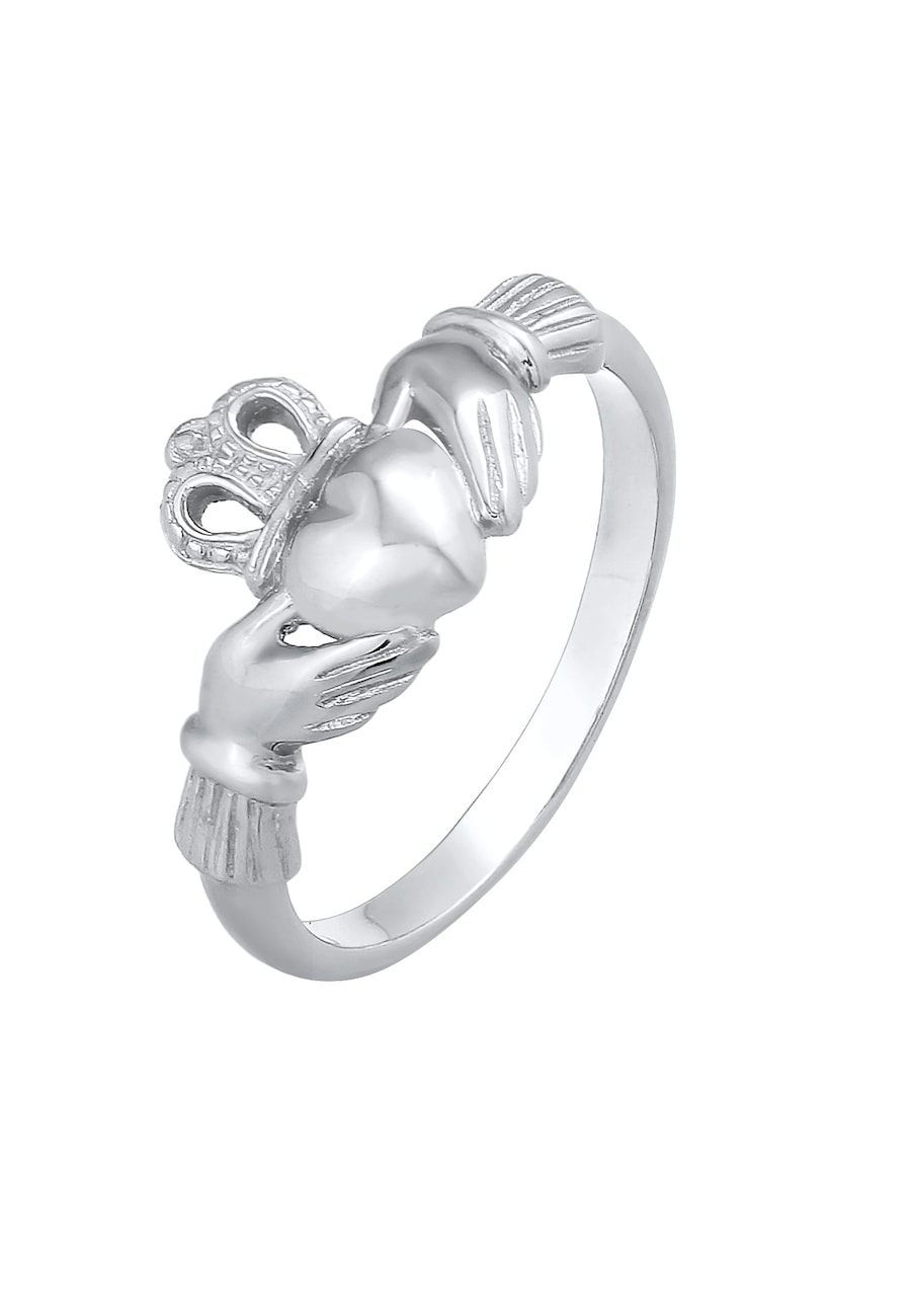 Elli Damski Claddagh serce korona w srebrze 925 Sterling Silver Pierścionki 1 ct