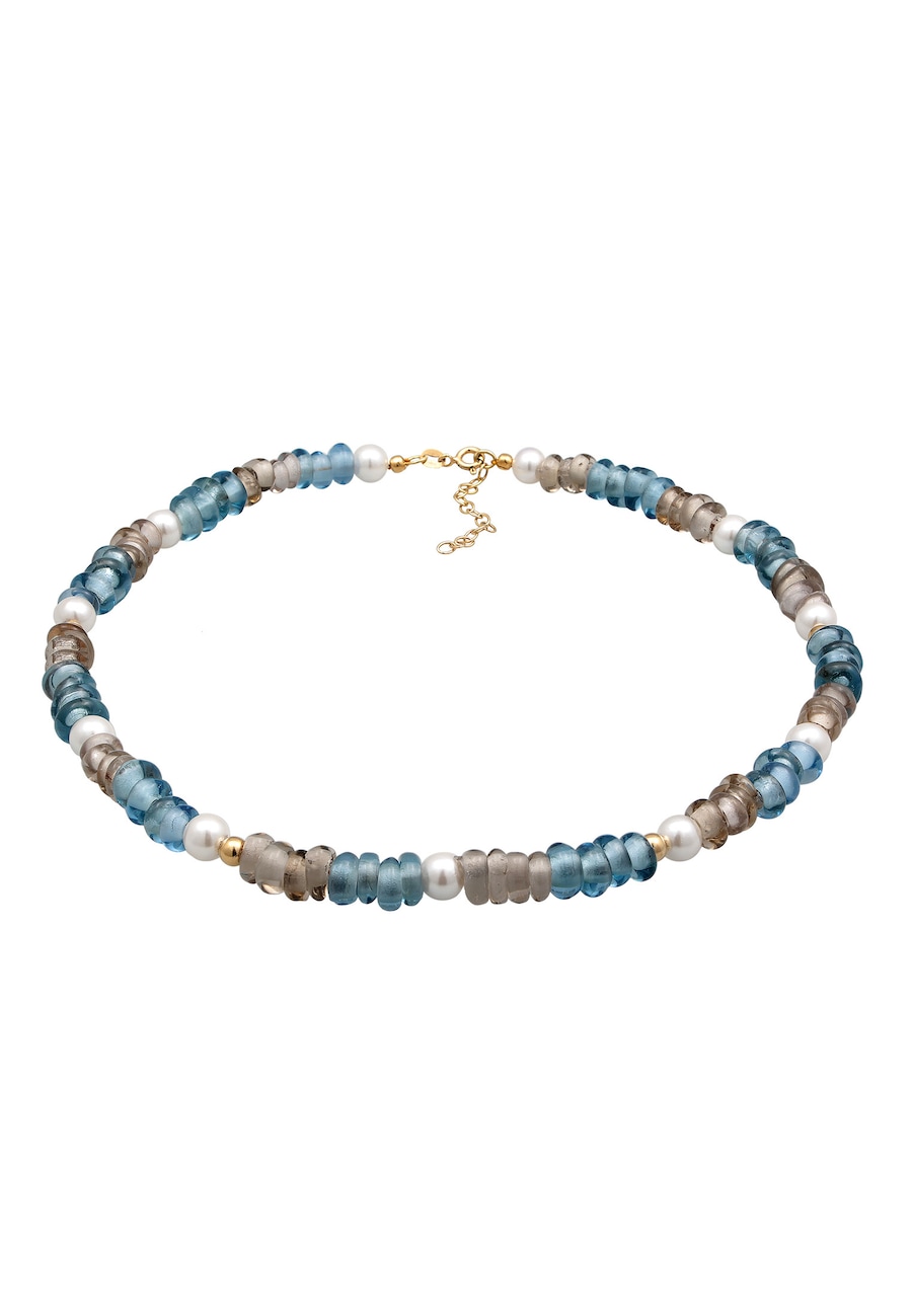 Elli Damski choker ze szklanych koralików Trend z koralikami Shell Core ze srebra 925 Sterling Silver Naszyjniki 1 ct