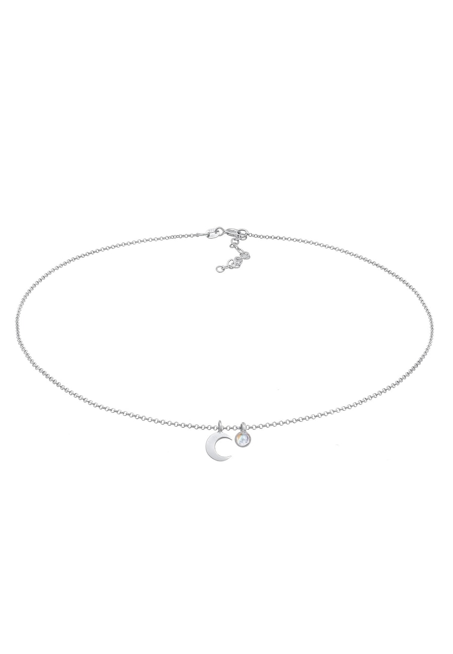 Elli Damski Choker Półksiężyc z kamieniem księżycowym Astro w srebrze próby 925 Sterling Silver Naszyjniki 1 ct