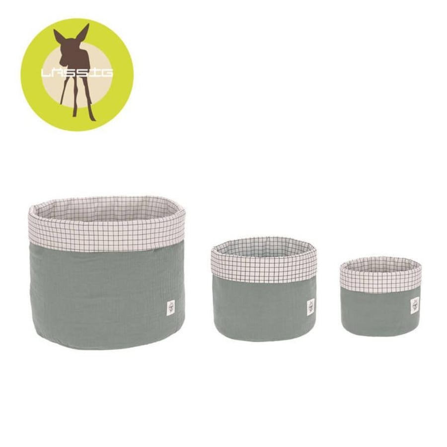 Lässig Muślinowe kosze do przechowywania 3 sztuki Cozy Home szarozielone Kosze do przechowywania 1 ct