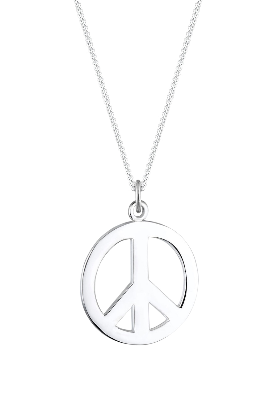Elli Damski znak pokoju Peace Boho w srebrze próby 925 Sterling Silver Naszyjniki 1 ct
