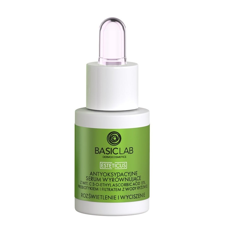 BasicLab ANTYOKSYDACYJNE SERUM WYRÓWNUJĄCE Z WIT. C 15% ROZŚWIETLENIE I WYCISZENIE 15 ml Serum z witaminą c