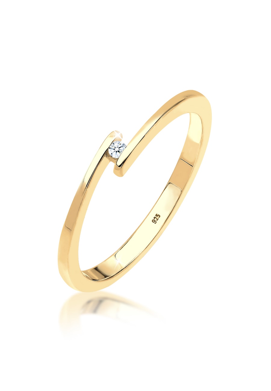 Elli DIAMONDS Damskie zaręczyny z diamentem (0.015 ct.) w srebrze 925 Sterling Silver Pierścionki 1 ct