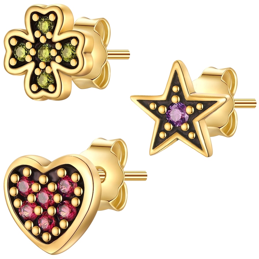 Glanzstücke München Kolczyki koniczyna/gwiazda/serce z Srebro wysokiej próby w Żółte złoto 1 ct Damski